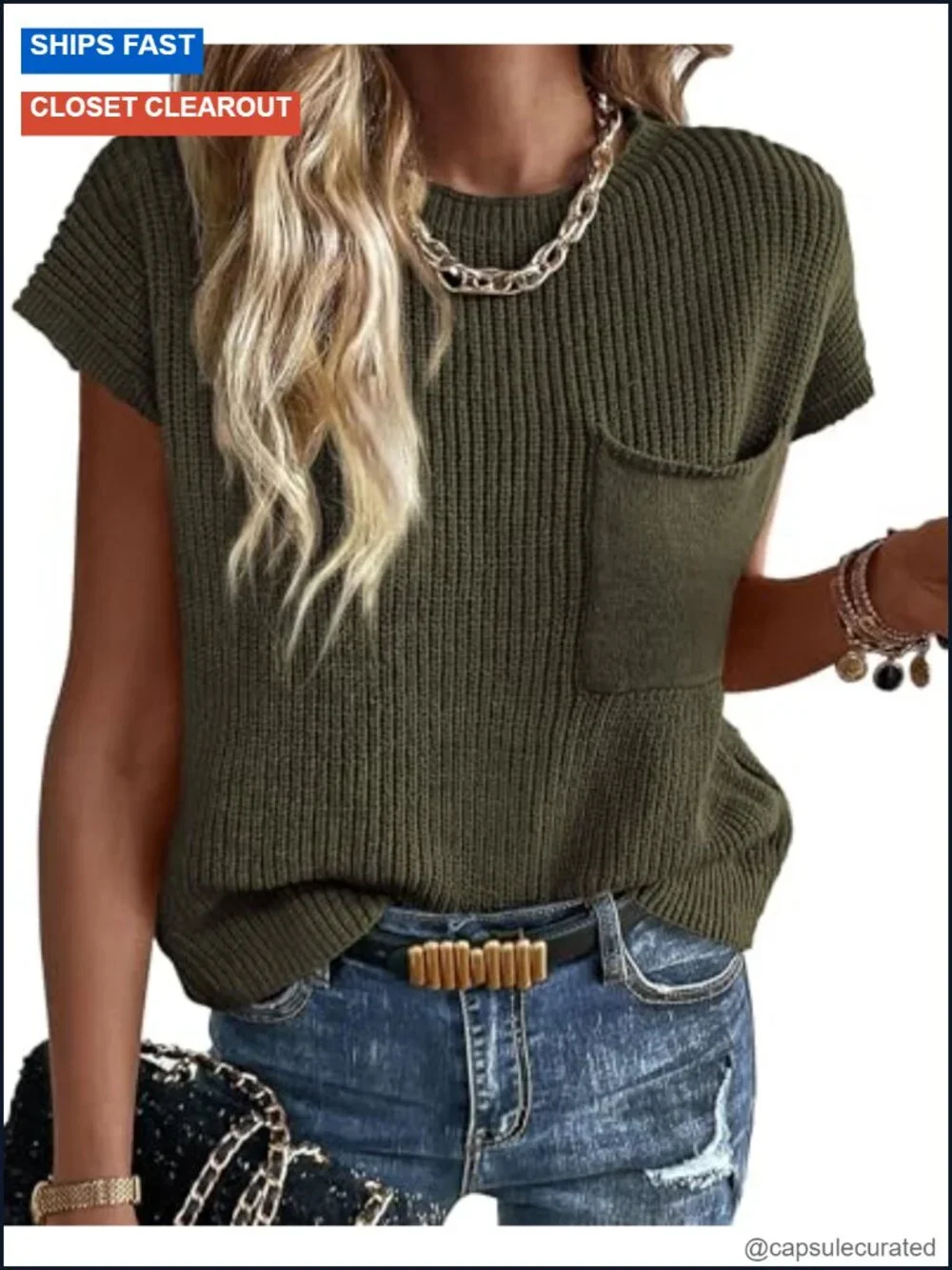 Women's Short Sleeve Knit Pullover Sweater Stretch Cotton Crew Neck Casual